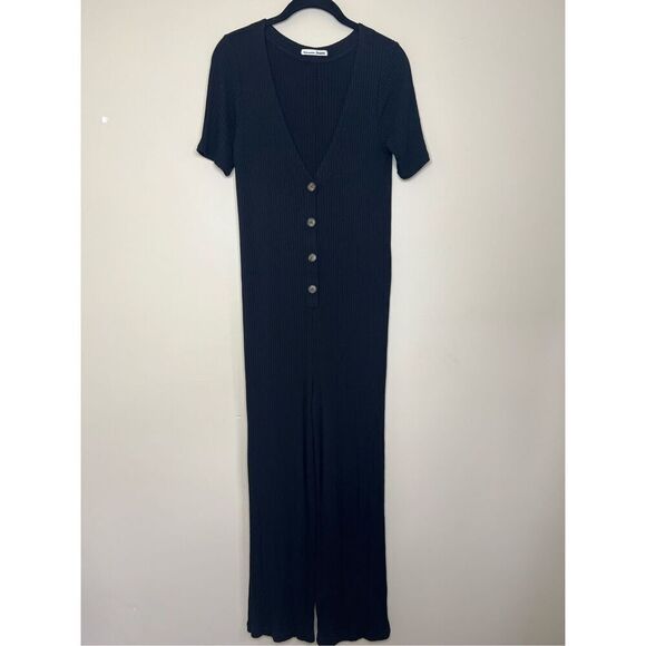 Reformation Camille Ribbed Knit Button V-Neck Jumpsuit - Picture 4 of 9